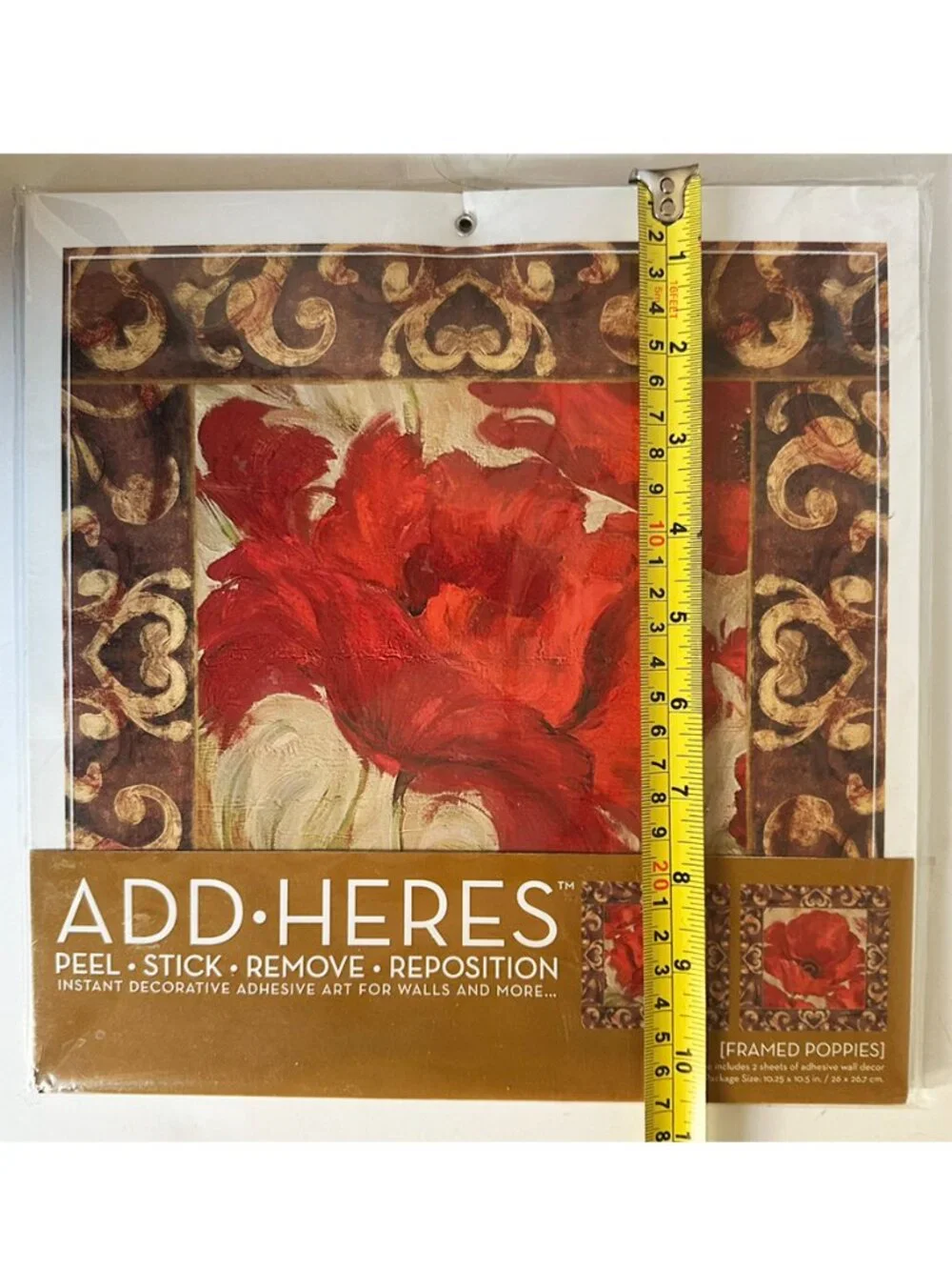 ADD•HERES Framed Red Poppies Peel & Stick Wall Art Decals 2 Sheets NIP